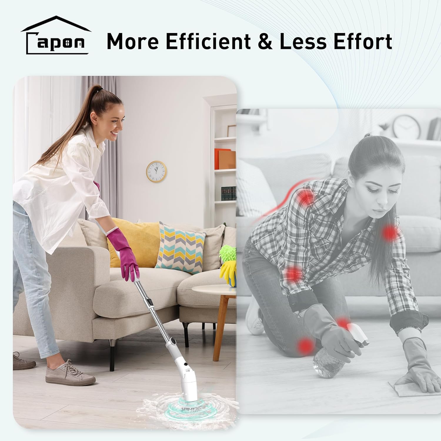Capon Electric Spin Scrubber, 2023 Newly Upgrade Rechargeable Cordless Cleaning Brush with 8 Replaceable Brush Heads, LED Display, Power 2 Speeds, Adjustable Long Handle, for Bathroom Floor Tile Car Capon Electric Spin Scrubber, 2023 Newly Upgrade Rechargeable Cordless Cleaning Brush with 8 Replaceable Brush Heads, LED Display, Power 2 Speeds, Adjustable Long Handle, for Bathroom Floor Tile Car